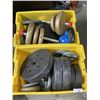 Image 1 : LARGE LOT OF ASSORTED PLATES, DUMBELLS AND WEIGHTS