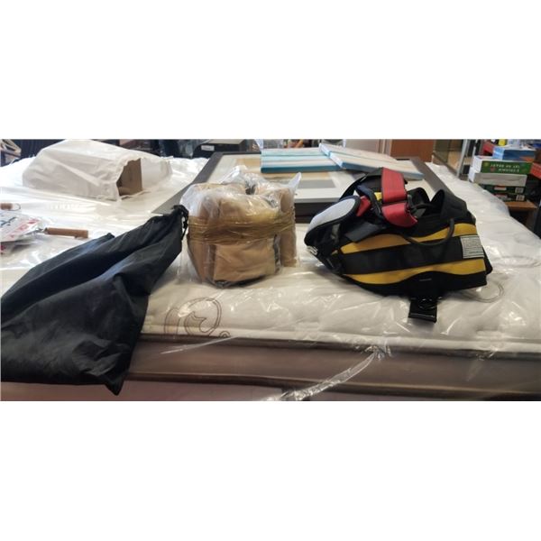 SAFETY HARNESS AND SAND BAGS