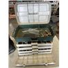 Image 2 : PLANO TACKLE SYSTEM BOX WITH ASSORTED HARDWARE AND COLUMBIA SIZE 11 BOOTS
