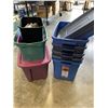 Image 1 : LOT OF STORAGE TOTES AND ACCORDION SHELF