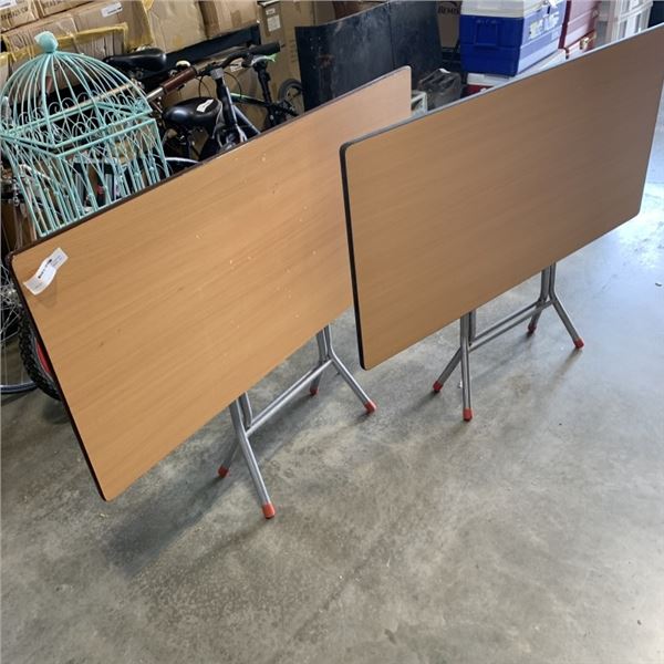 TWO SLIM DESIGN FOLDING TABLES