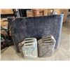 Image 1 : VINTAGE JEEP WILLYS HOOD AND 2 GAS CANS