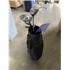 Image 1 : GOLF BAG WITH HYBRID IRON WOODS, DRIVER, RAM ETC