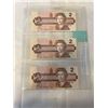 Image 2 : 3 MINT 1986 $2 BILLS IN SEQUENCE, BIRD SERIES