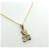 Image 1 : 10KT YELLOW AND WHITE GOLD NATURAL DIAMOND (0.01CT) TEDDY BEAR HOLDING HEART PENDANT WITH GOLD PLATE