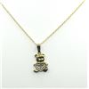 Image 2 : 10KT YELLOW AND WHITE GOLD NATURAL DIAMOND (0.01CT) TEDDY BEAR HOLDING HEART PENDANT WITH GOLD PLATE