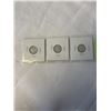 Image 2 : 3 LATER WW2 CANADIAN SILVER 10 CENT COINS 1943, 1944, 1945 .800 SILVER