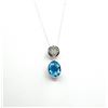 Image 2 : STERLING SILVER NATURAL BLUE TOPAZ (6.75CT) PENDANT WITH STERLING SILVER CHAIN, W/A $800.00. BLUE TO