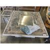 Image 2 : AS NEW 49 INCH X 49 INCH OUTDOOR PATIO NATURAL GAS FIRETABLE, WITH ROCKS, MANUAL ETC