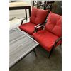 Image 2 : PATIO SET WITH 4 CHAIRS WITH CUSHIONS, SQUARE TABLE WITH METAL BASE