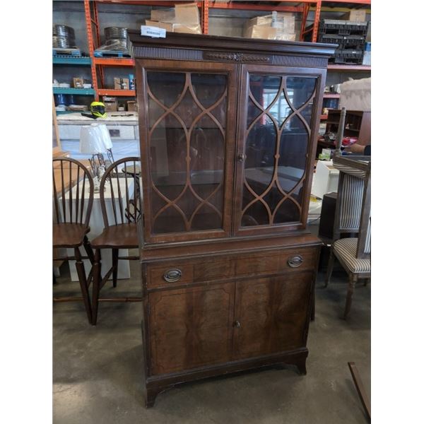 ANTIQUE GLASS DOOR DISPLAY CABINET