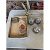Image 2 : 2 TRAYS OF COLLECTIBLES DOMES, DISHES AND MORE