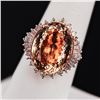 Image 3 : 12.17 ctw Morganite and 1.07 ctw Diamond 14K Rose Gold Ring