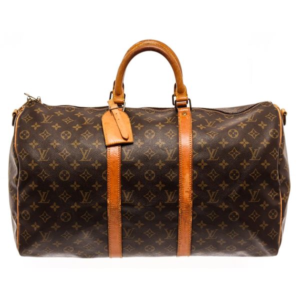 Louis Vuitton Brown Monogram Canvas Keepall Bandouliere 50 Travel Bag