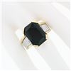 Image 3 : Vintage Unisex 18k Gold & Platinum Large Rectangular Black Onyx Step Design Ring