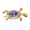 Image 4 : Vintage 14k Yellow Gold Oval Purple Stone Detailed Turtle or Tortoise Pin Brooch