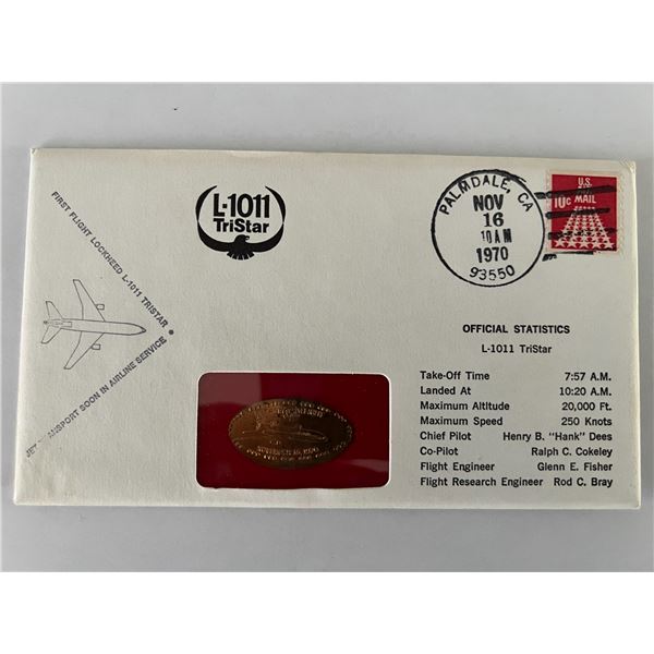 L-1011 Tristar gold stamped FDC commemorating the first flight of Lockheed