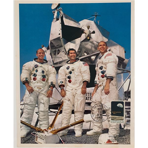 Apollo 12 official NASA photo with Apollo 8 stamp