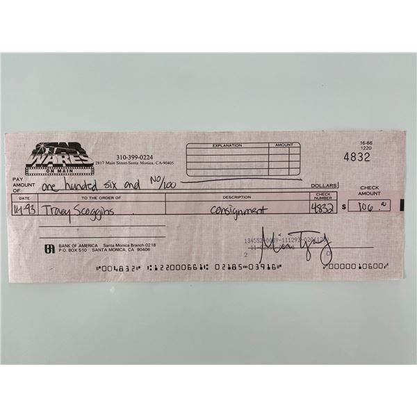Tracy Scoggins signed check