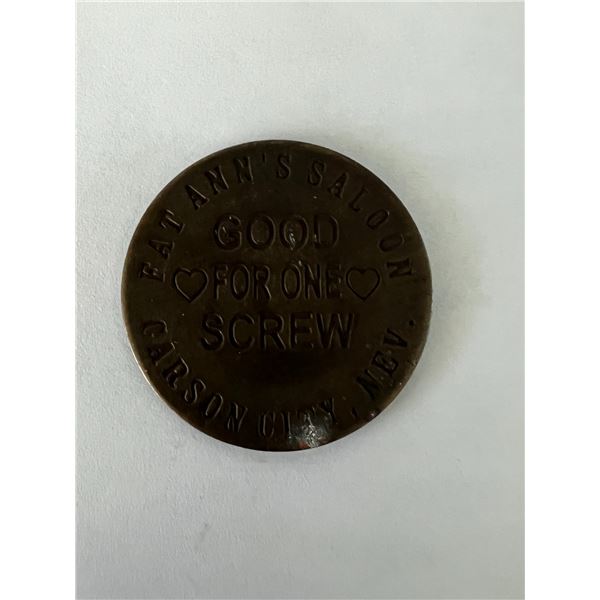 Fat Ann's Saloon Replica  Brothel Coin Token, Carson City, Nevada