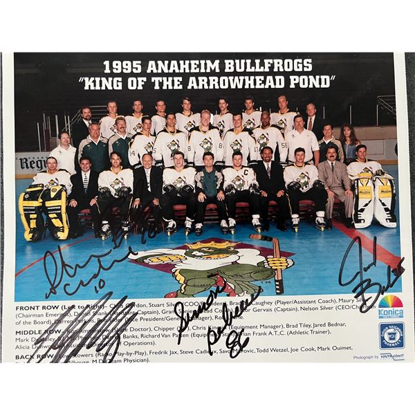 1995 Anaheim Bullfrogs signed team photo