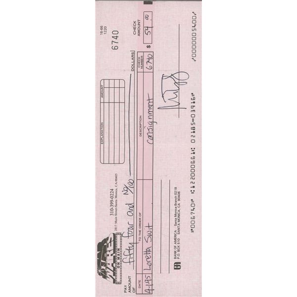 Loretta Swit "Mash"signed check