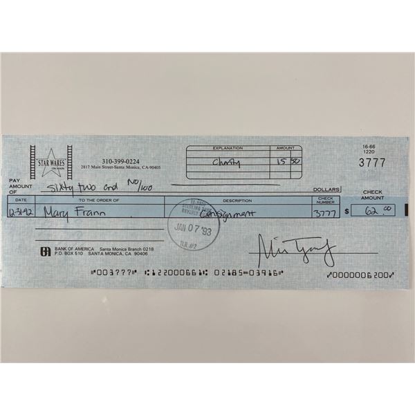 Mary Frann signed check