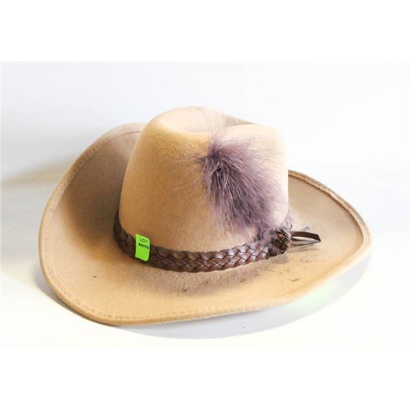 VINTAGE LANNING MEN'S WESTERN HAT W/ FEATHER