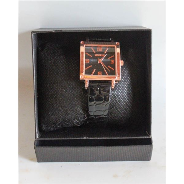 MSCXDA LADIES FASHION WATCH  BLACK LEATHER BAND W/