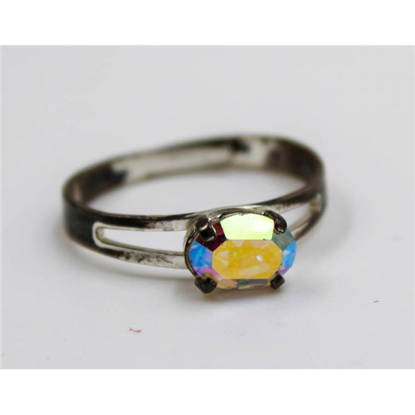 SILVER 835 MYSTIC STONE ADJUSTABLE RING 2.0 GRAMS