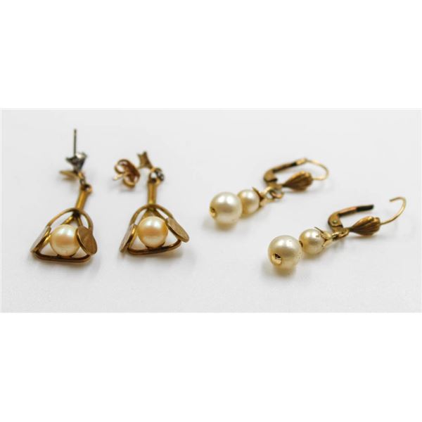 PEARL STYLE EARRINGS FOR PIERCED EARS- 2 PAIRS