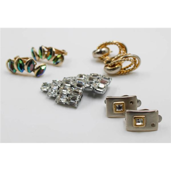 4 PAIRS OF ESTATE CLIP ON EARRINGS- VINTAGE