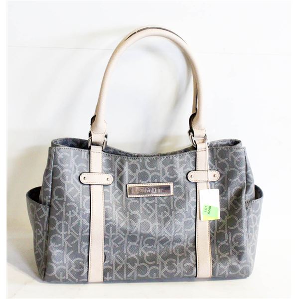 LEATHER CALVIN KLEIN MONOGRAMED HANDBAG