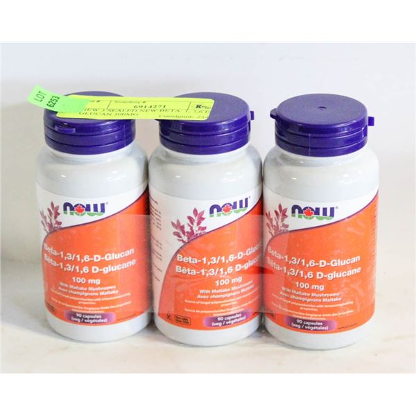 NEW 3 SEALED NEW BETA  1, 3,6 D GLUCAN 100MG