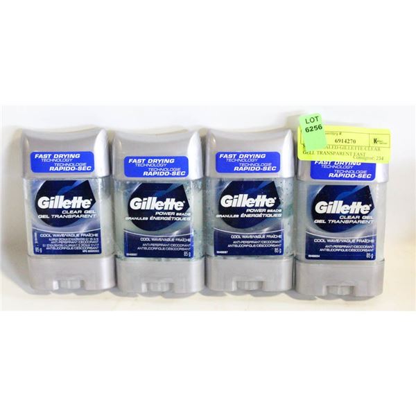 NEW 4 SEALED GILLETTE CLEAR GELL TRANSPARENT FAST