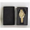 Image 1 : LADIES FASHION WATCH; GOLD & SILVER TONE GEMSTONES