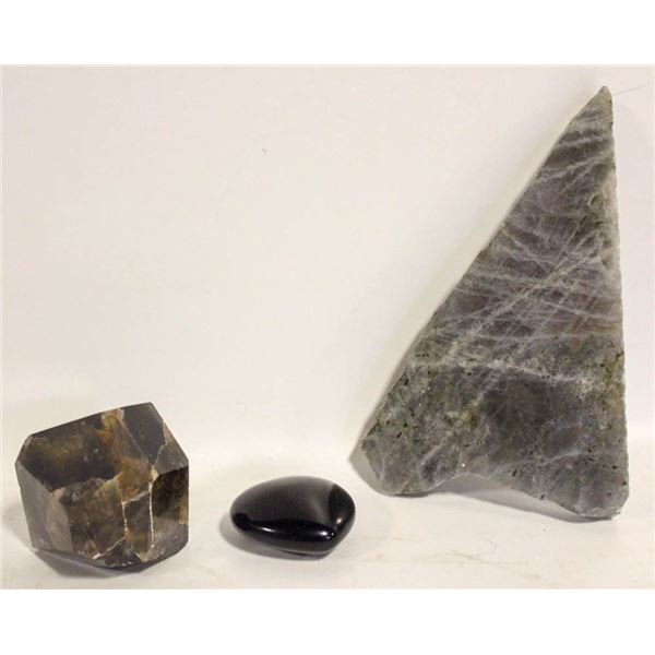 SUNSET LABRADORITE SLAB 4IN SMOKEY QUARTZ