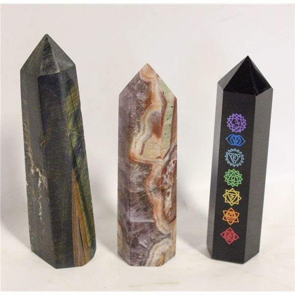 3 TOWERS 4.5 INCH OBSIDIAN CHAKRA, TIGER