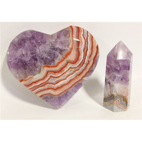LG 3INCH AMETHYST HEART 145G & TOWER 2IN