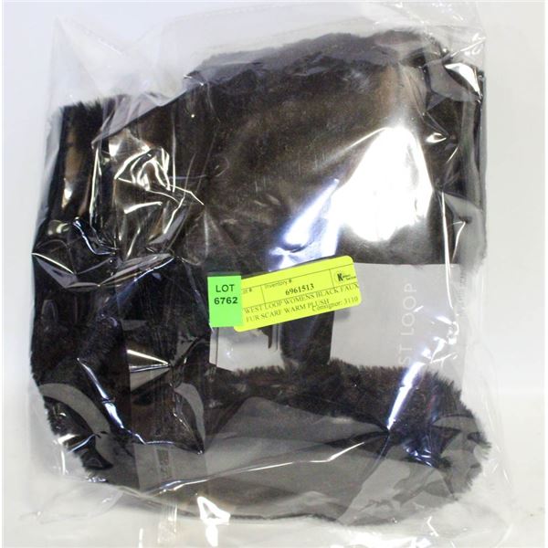 WEST LOOP WOMENS BLACK FAUX FUR SCARF WARM PLUSH