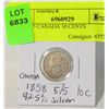 Image 1 : 1858 5/5 CANADA 10 CENTS