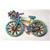 Image 1 : 11)  MULTI COLORED CRYSTAL BICYCLE BROOCH,