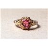 Image 1 : 13)  GOLD TONE WITH PINK TOPAZ COLORED