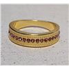 Image 1 : 6)  GOLD TONE WITH PINK TOPAZ COLORED CRYSTALS,