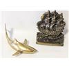 Image 1 : BRASS SCULPTURE; SHARK & SHIP