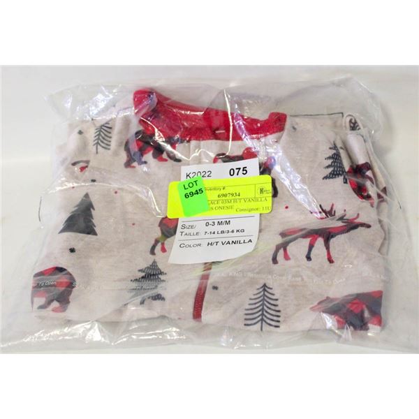 NEW PJ PLACE 03M H/T VANILLA CHRISTMAS ONESIE