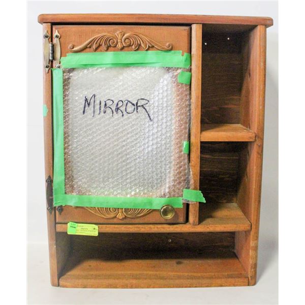 WRAPPED -  ANTIQUE 19"X24"X6" WOODEN CABINET W/