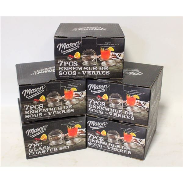 5- 7PC MASON JAR LID COASTERS SETS (6 COASTERS PER