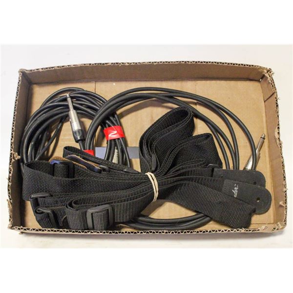 THREE GUITAR STRAPS & 2 AMP CORDS