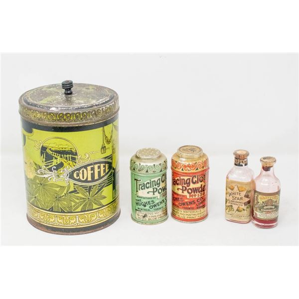 19TH CENTURY ASSORTED COFFEE ,PANTRY TINS &